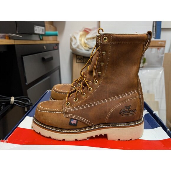 THOROGOOD 804-4378 8" Moc Toe Steel Toe Work Boots EH Size 6 D MADE IN USA - Picture 3 of 7